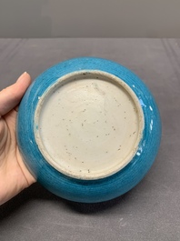 A collection of five Chinese turquoise-glazed wares, 18th C.
