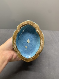 A pair of Chinese robin's egg-glazed vases with 'elephant' handles, 19th C.