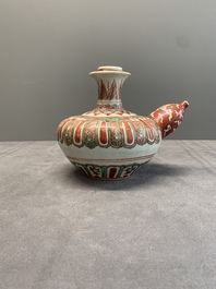 A Chinese Swatow green- and red-enamelled kendi with ornamental design, Ming