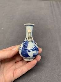 Four Chinese blue and white miniature 'Long Eliza' vases, Kangxi