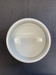 A Chinese blue and white 'dragon and phoenix' brush washer, Yongzheng mark, 19th C.