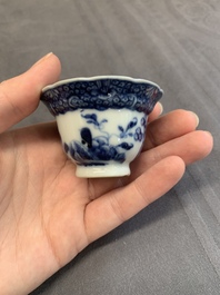 A varied collection of Chinese blue and white, and famille rose tea wares, Qianlong