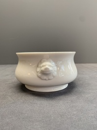 A Chinese Dehua blanc de Chine censer, Xuande mark, 18th C.