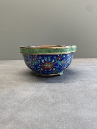 A Chinese Canton enamel blue-ground jardini&egrave;re, Qianlong