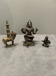 Two Indian bronze figures of Nandi and Shiva, and a South Asian bronze Garuda, 17th C. and later