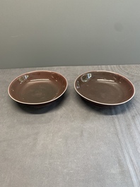 A pair of Chinese copper-red-glazed plates, Daoguang mark and of the period
