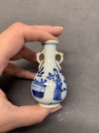 Four Chinese blue and white miniature 'Long Eliza' vases, Kangxi