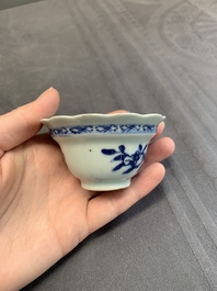 A varied collection of Chinese blue and white, and famille rose tea wares, Qianlong