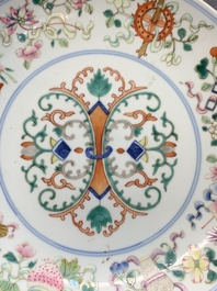 A Chinese famille rose 'bajixiang' plate, Tongzhi mark, 19/20th C.