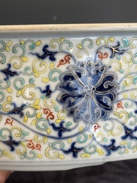 A Chinese famille verte vase mounted as lamp and a famille rose covered tureen, 19th C.
