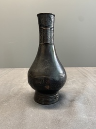 A Chinese bronze 'touhu' vase, Yuan