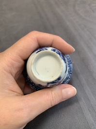 A varied collection of Chinese blue and white, and famille rose tea wares, Qianlong
