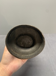A rare archaistic bronze 'touhu' vase, Tianshun Mark, Ming