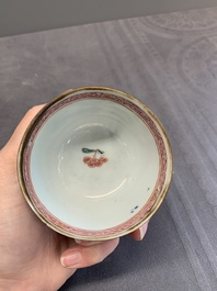 A varied collection of Chinese blue and white, and famille rose tea wares, Qianlong