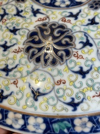 A Chinese famille verte vase mounted as lamp and a famille rose covered tureen, 19th C.