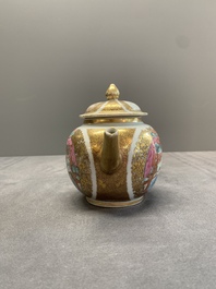 A Chinese Canton gilt-decorated famille rose 'go players' teapot, Yongzheng