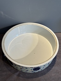 A Chinese famille verte vase mounted as lamp and a famille rose covered tureen, 19th C.