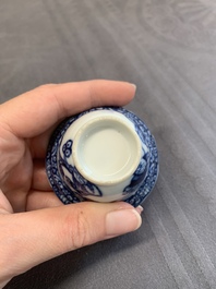 A varied collection of Chinese blue and white, and famille rose tea wares, Qianlong