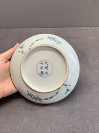 A Chinese doucai 'playing boys' plate, Chenghua mark, 18th C.