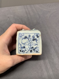 Five Chinese blue and white jarlets and three russet-splashed Longquan celadon jarlets, Yuan/Ming