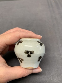 Five Chinese russet-splashed Longquan celadon jarlets, Song/Yuan