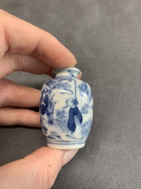 A varied collection of 13 Chinese famille rose, blue and white wares, Transitional period/19th C.