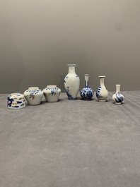 Seven Chinese blue, white and doucai vases, Wanli/Yongzheng/Qianlong mark, 19th C.