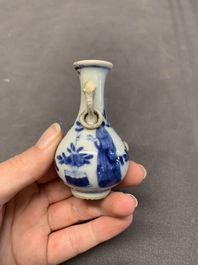 Four Chinese blue and white miniature 'Long Eliza' vases, Kangxi