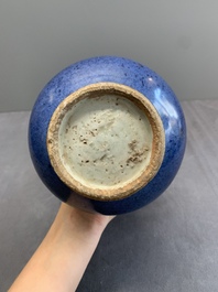 A Chinese powder blue 'yuhuchunping' vase, Ming
