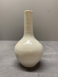 A pair of Chinese famille rose 'Lan Caihe' bottle vases, 19th C.