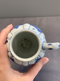 A Chinese blue and white 'landscape' mustard jar and cover, Transitional period