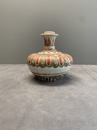 A Chinese Swatow green- and red-enamelled kendi with ornamental design, Ming