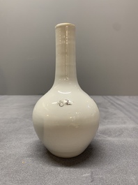 A pair of Chinese famille rose 'Lan Caihe' bottle vases, 19th C.