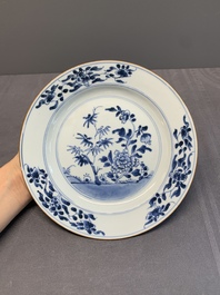 A varied collection of 13 Chinese famille rose, blue and white wares, Transitional period/19th C.
