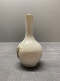 A pair of Chinese famille rose 'Lan Caihe' bottle vases, 19th C.