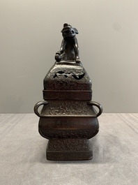 A Chinese bronze covered censer and a tripod censer, Ming/Qing