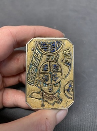 A Chinese enamelled silver bowl, a box and an opium container, 19th C.