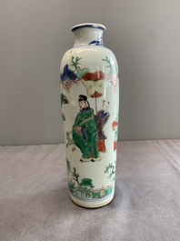A Chinese wucai 'sleeve' vase with a scholar and servants, Transitional period