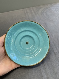 A pair of Chinese Canton enamel bowls and covers with floral design, Qianlong
