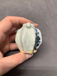 Five Chinese blue and white jarlets and three russet-splashed Longquan celadon jarlets, Yuan/Ming