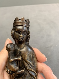 A bronze 'crowned Madonna with child' lustre ornament, Flanders, 16th C.