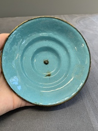 A pair of Chinese Canton enamel bowls and covers with floral design, Qianlong