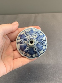 A Chinese blue and white 'landscape' mustard jar and cover, Transitional period