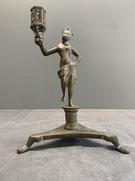 Four bronze candle holders, Flanders and/or France, 16th C. and later