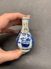 Four Chinese blue and white miniature 'Long Eliza' vases, Kangxi