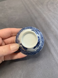 A varied collection of Chinese blue and white, and famille rose tea wares, Qianlong