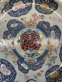 A massive Chinese Imari-rose dish with floral design, Yongzheng