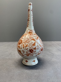A pair of Chinese iron-red and gilt-decorated rose water sprinklers, Kangxi