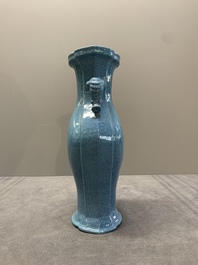 A pair of Chinese robin's egg-glazed vases with 'elephant' handles, 19th C.