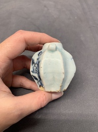 Five Chinese blue and white jarlets and three russet-splashed Longquan celadon jarlets, Yuan/Ming